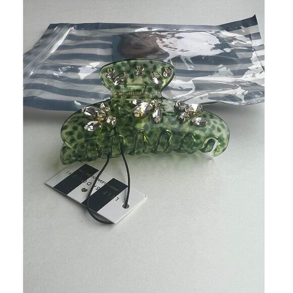 Lele Sadoughi 14k Gold Crystal Acetate Claw Clip Green NWT - Picture 6 of 11